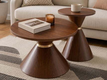 2 Piece Round Coffee Table Set For Living Room