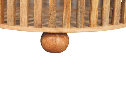Slatted Round Coffee Table - Beige