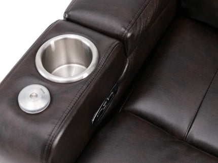 Power Recliner With Storage Arms, Cupholders, Swivel Tray Table And Cell Phone Stand - Brown
