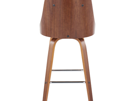Gianna - Mid Century Modern Fixed Height Counter Stool With Swivel With Square Footrest (Set of 2)