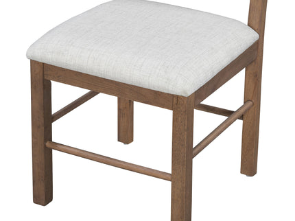 Extendable Round Dining Table Set For 4 With 4 Upholstered Chairs - Beige / Walnut