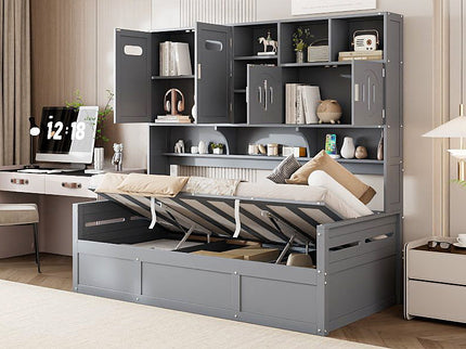 Daybed With All-In-One Cabinet And Shelf