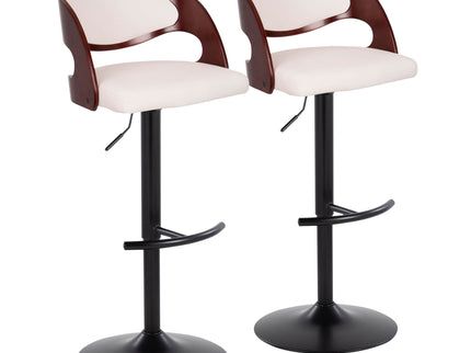 Pino - Mid Century Modern Adjustable Barstool With Swivel With Rounded T Footrest (Set of 2)