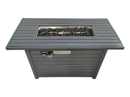 Outdoor Gas Fire Pit Table With Durable Construction And Lid - Gray