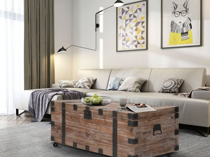 Trunk Table And Side Table With Large Storage Dress Up Your Liviing Room (Set of 3) - Antique Gray