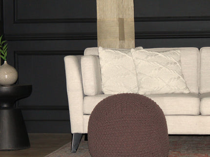 Semi Rounded Pouf, Cable Knitted, Perfect Seating