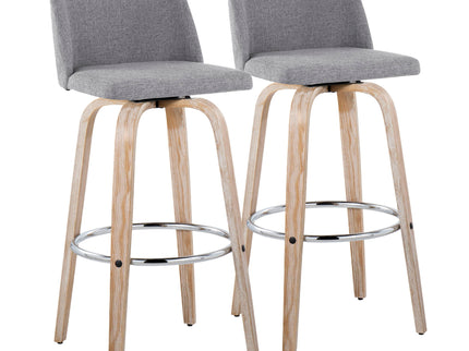 Toriano - Contemporary Fixed Height Barstool With Swivel & Round Footrest (Set of 2)