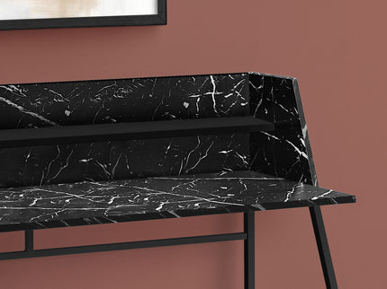 Computer Desk For Home Office, Laptop, Storage Shelves, Marble Look Contemporary & Modern