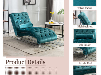 Chaise Lounge Indoor, Button Tufted Upholstered Chaise Lounge Chair With Pillow