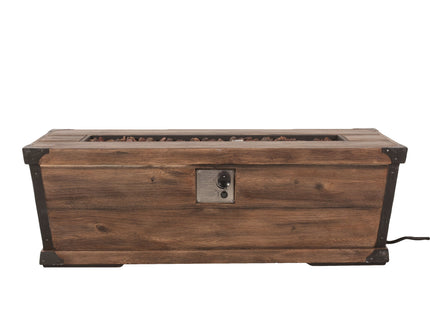 Outdoor Patio Rectangle Gas Burning Fire Pit 50, 000 Btu, Wood Pattern - Brown