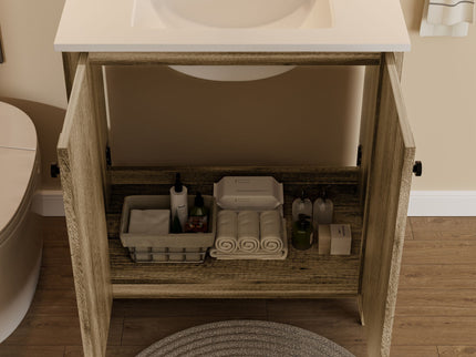Folding Floor Cabinet With Ceramic Sink, Space Saving