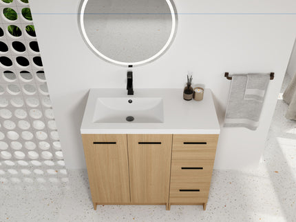 Wall Mounted Floating Bathroom Vanity With Sink, Door & Drawers Modular Cabinet