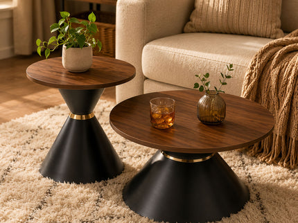 2 Piece Round Coffee Table Set For Living Room