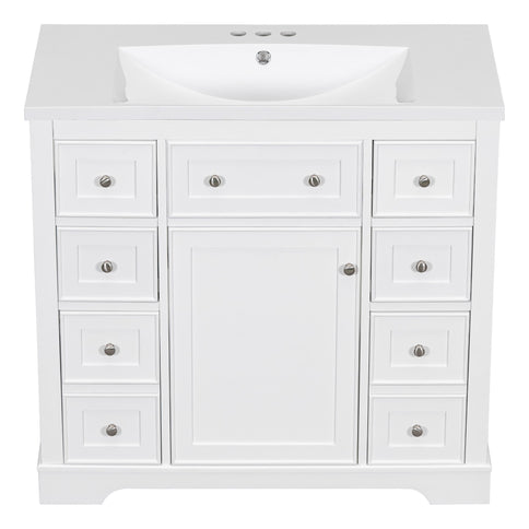 Modern Bathroom Vanity With Sink Combo, 6 Drawers And 1 Cabinet
