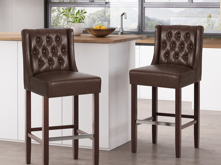 Solstara - Upholstered Dining Barstool With Button Tufted And Wing Back