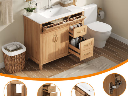 Bathroom Vanity With Sink, Soft Close Doors & Drawers - Wood