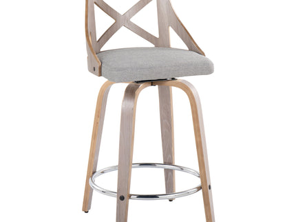 Charlotte - Farmhouse Fixed Height Counter Stool & Swivel With Round Footrest (Set of 2)