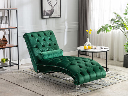 Chaise Lounge Indoor, Button Tufted Upholstered Chaise Lounge Chair With Pillow