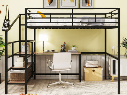 Loft Bed With Desk And Lateral Storage Ladder