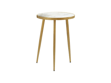 Delilah - Marble And Table Elegant Round Design With Polished - White / Gold