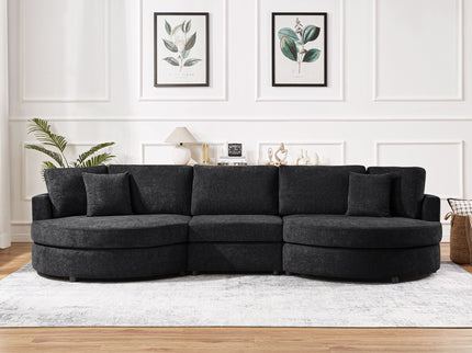 Modern 3 Seater Upholstered Sofa With Curved Design