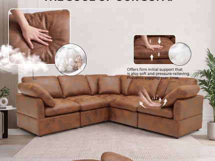 Modular Cloud Sectionals Sofa, Freely Configurable Corner - Light Brown