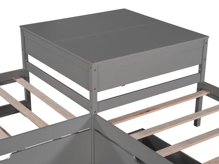 L Shaped Platform Bed With Trundle And Drawers Linked With Built In Desk