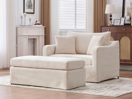 Accent Chair With Ottoman, Includes 2 Bolster Pillows