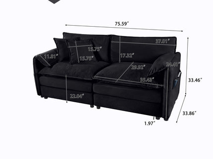 Modern Oversized Loveseat Sofa With Deep Seat And Diy Combination
