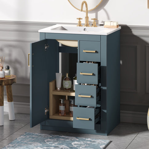 Modern Bathroom Vanity With 1 Door And 3 Drawers