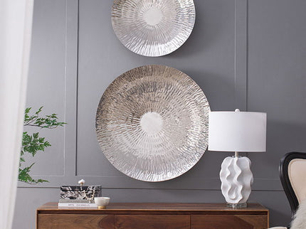 Textured Oversized Disc, Wall Decor For Living Room (Set of 3) - Silver