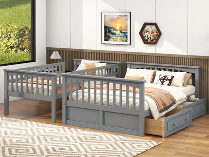 Bunk Bed With Drawers, Convertible Storage Bed