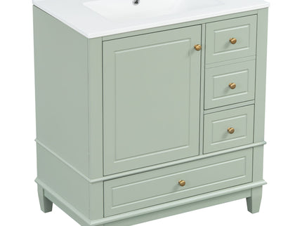 Freestanding Bathroom Vanity With Sink, Soft Close Door, 3 Drawers