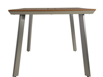 Outdoor Dining Table With Eucalyptus Wood Topped - Silver