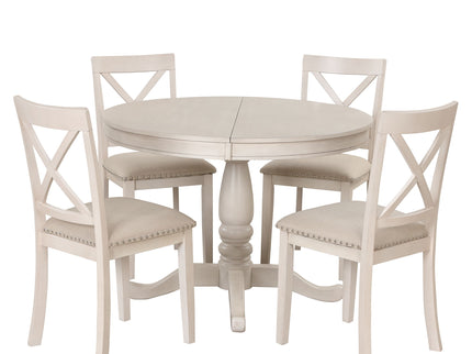 Modern Dining Table Set For 4, Round Table And 4 Kitchen Room Chairs, 5 Piece Kitchen Table Set For Dining Room, Dinette, Breakfast Nook