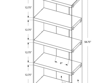 Bookshelf, Bookcase, Etagere, 5 Tier, Glossy Clear Tempered Glass - White