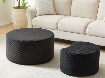 Modern Upholstered Round Coffee Table For Living Room (Set of 2)