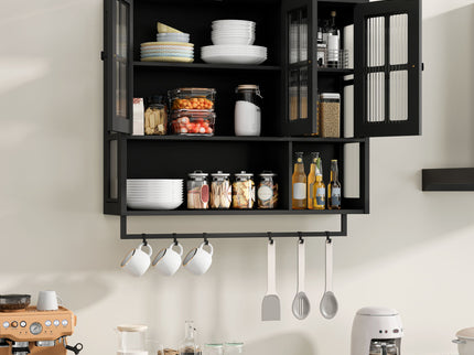 3 Door Wall Cabinet With Glass Door And Towel Bar