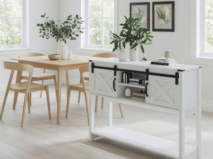 Farmhouse Entryway Table With Sliding Barn Door