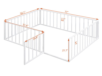 Metal Floor Bed Frame With Fence And Door