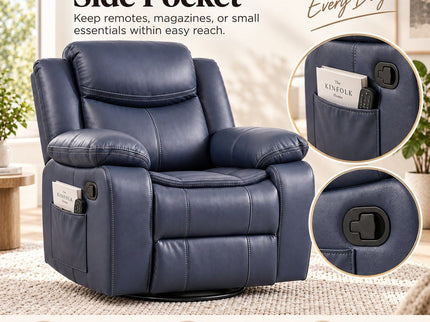Rocker Recliner Chair With Manual Recline And 360° Swivel Base