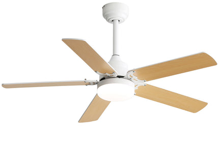 Modern Ceiling Fan With 3 Color Dimmable Light 5 Blades Remote Control Reversible Dc Motor - White