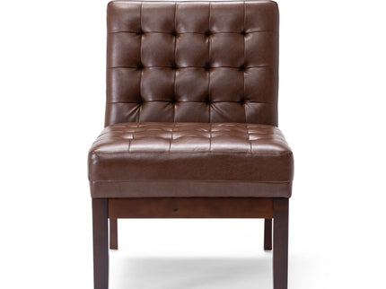 Contemporary Accent Chair With Tufted Waffle Stitch - Dark Brown