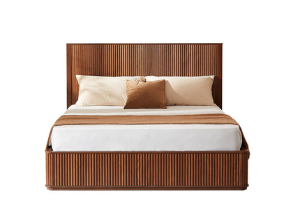 Wave Pattern Headboard Platform Bed Frame
