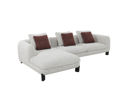 Mardi - Tweed Sectional Sofa With 3 Pillows - Maroon / Beige