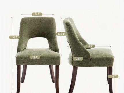 Upholstered Dining Chair With Curved Legs (Set of 2) - Green