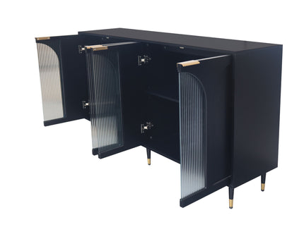 Accent Cabinet Lacquered Wooden Cabinet With 4 Glass Doors Sideboard Buffet Server Cabinet Storage Cabinet, For Living Room, Entryway, Hallway, Office, Kitchen And Dining Room