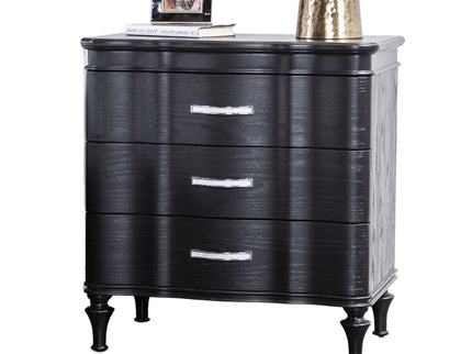 Nightstand, 3 Drawer Bedside Table - Black