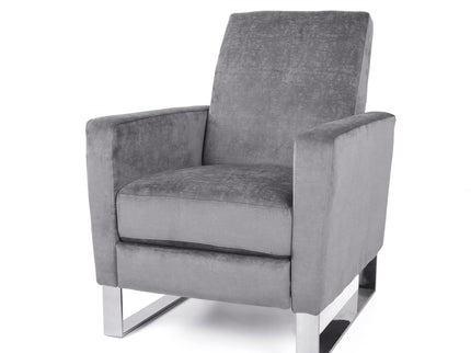 Bolt - Upholstered Recliner Chair With Stainless Steel Base - Gray / Chrome