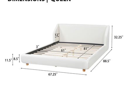 Modern Upholstered Bed Frame With Wingback Headboard
